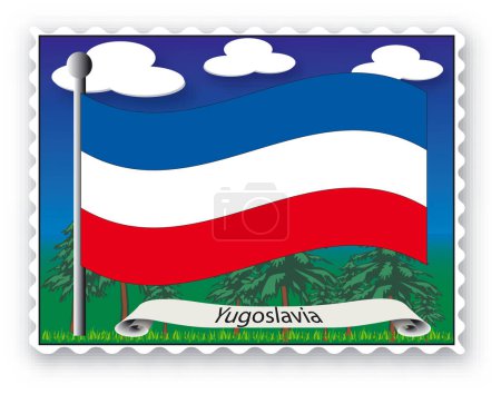 Téléchargez les illustrations : Timbre avec drapeau de Yougoslavie- Image vectorielle - illustration en couleur - en licence libre de droit