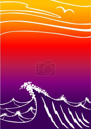 Illustration for Heavy sea with big waves over the water - Royalty Free Image