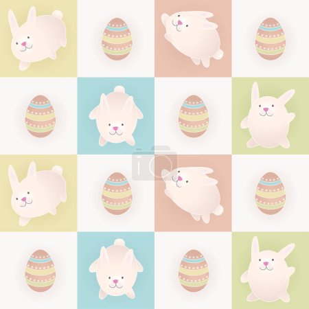 Ilustración de Patrón de huevos y conejos de Pascua - Imagen libre de derechos