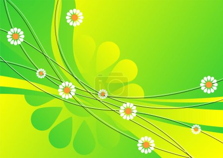 Téléchargez les illustrations : Modèle de fleur dans les tons de vert évoquant le temps du printemps - en licence libre de droit