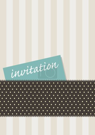 Illustration for Design for an invitation card with retro stripes and polkadots - Royalty Free Image