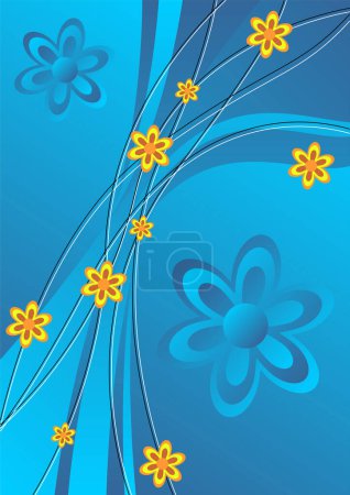 Téléchargez les illustrations : Thème floral dans les tons de bleu évoquant le printemps - en licence libre de droit