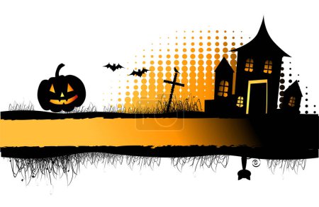 Illustration for Halloween night frame image - color illustration - Royalty Free Image