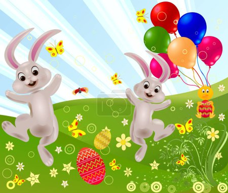 Illustration for Abstract easter rabbit vector illustration - Royalty Free Image