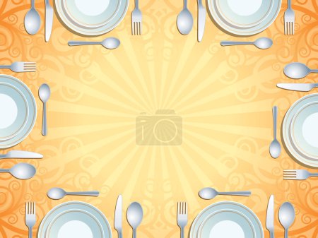 Illustration for Place setting with plate, fork, spoon and knife - Royalty Free Image