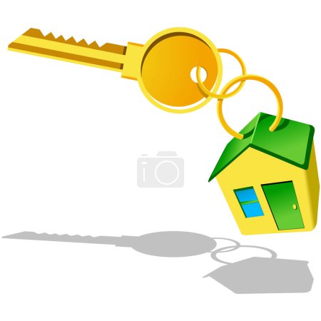 Ilustración de Nueva casa con llave en el blanco - Imagen libre de derechos