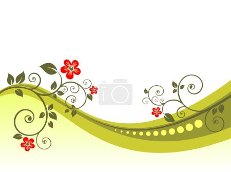 Téléchargez les illustrations : Motif abstrait de fleurs sur fond vert rayé. - en licence libre de droit
