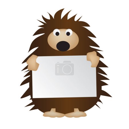 Illustration for Hedgehog holding board cartoon character vector - Royalty Free Image