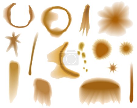 Illustration for Collection of vector coffee and tea spills and stains made with blends - Royalty Free Image