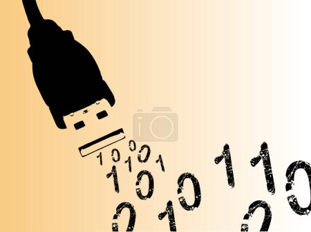 Illustration for Computer Cable spewing out Binary Numbers (Vector Illustration - Royalty Free Image