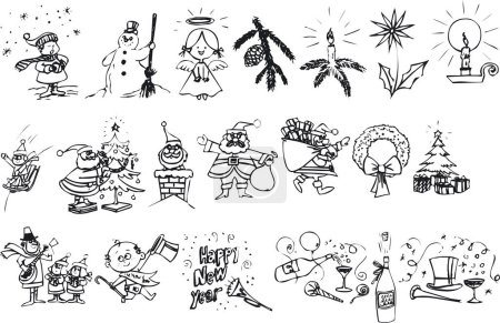 Téléchargez les illustrations : Illustration des silhouettes de Noël - Format vectoriel - en licence libre de droit