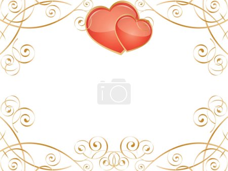 Illustration for Vector frame with glossy hearts and swirl pattern. - Royalty Free Image