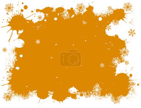 Ilustración de Frontera de copos de nieve rojos y blancos sobre un fondo grunge - Imagen libre de derechos