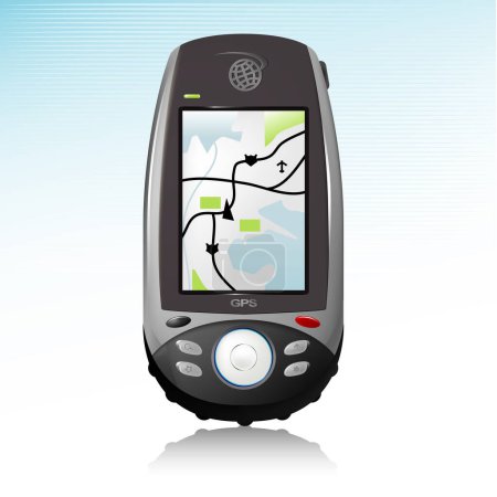 Illustration for Generic GPS Handheld Device icon with reflection - Royalty Free Image