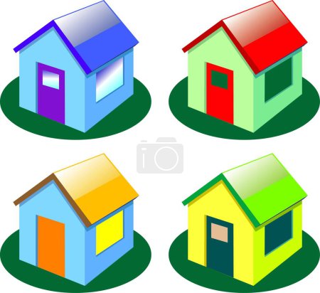 Illustration for A vector illustration for a set of small house - Royalty Free Image