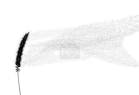 Illustration for Editable vector illustration of a grass flower and drifting pollen - Royalty Free Image