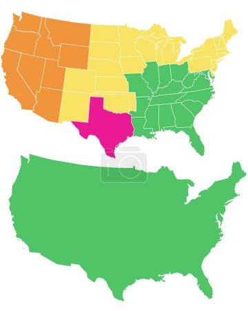 Ilustración de Imagen del mapa de EE.UU. - ilustración en color - Imagen libre de derechos