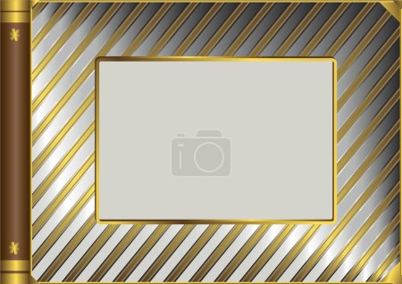 Illustration for Silvery and golden vintage photo album cover (vector) - Royalty Free Image