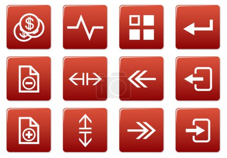 Ilustración de Conjunto de iconos cuadrados Gadget. Rojo - paleta blanca. Ilustración vectorial. - Imagen libre de derechos