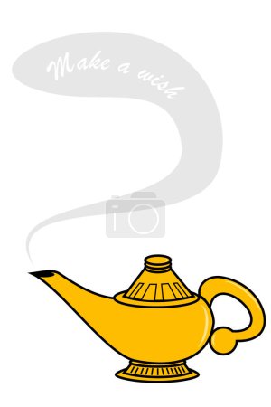 Illustration for Make a wish genie lamp - Royalty Free Image