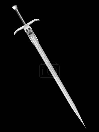 Espada bárbara de la muerte con un cráneo y cuernos - un vector