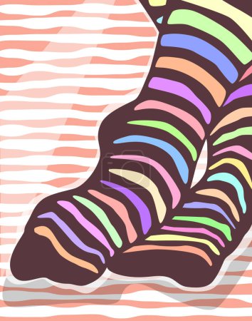 Illustration for Editable vector illustration of colorful stripey socks - Royalty Free Image