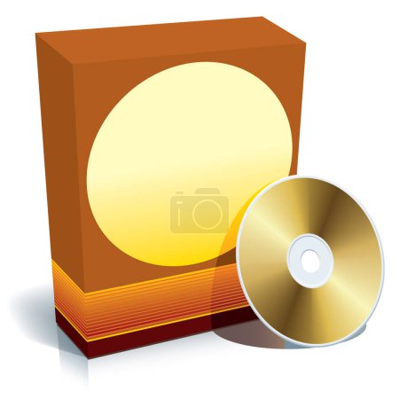 Illustration for Red blank 3d box with CD, ready to use, vector. - Royalty Free Image