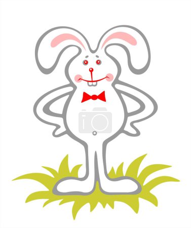 Téléchargez les illustrations : Lapin amusant isolé sur un fond blanc. Illustration de Pâques. - en licence libre de droit