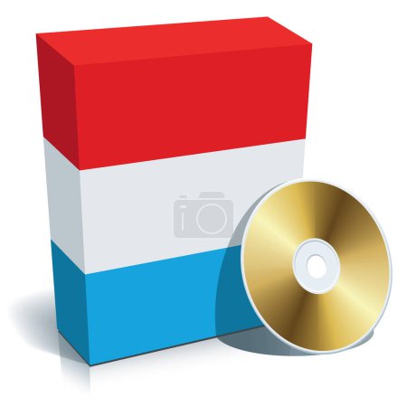 Ilustración de Caja de software luxemburguesa con colores de bandera nacional y CD. - Imagen libre de derechos