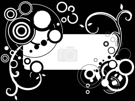 Illustration for Retro vector with rings, circles and wavy vines. Copy space for text messages. - Royalty Free Image