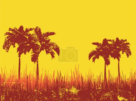 Téléchargez les illustrations : Arrière-plan palmier, arrière-plan grunge - en licence libre de droit