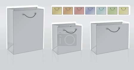 Téléchargez les illustrations : Trois paquets d'achats de différentes formes pour votre logo - en licence libre de droit