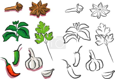 Ilustración de Una ilustración vectorial para una variedad de condimentos para alimentos - Imagen libre de derechos