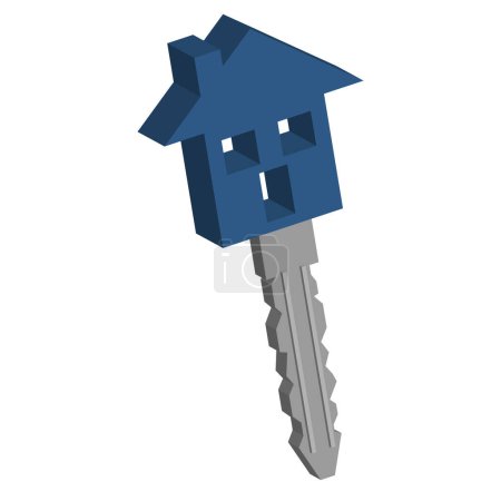 Illustration for Conceptual house key isolated over white background - Royalty Free Image