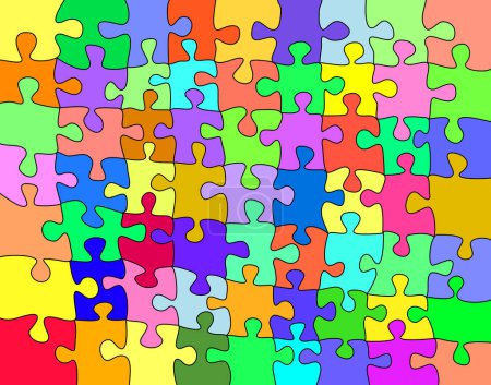 Illustration for Editable vector background illustration of a colorful jigsaw with each shape a separate moveable object - Royalty Free Image