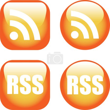 Téléchargez les illustrations : Un ensemble coloré de boutons RSS - en licence libre de droit