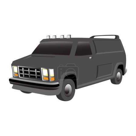 Illustration for Isolated black minivan , vector illustration - Royalty Free Image