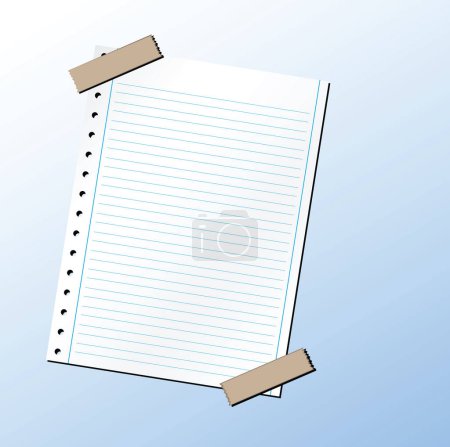 Ilustración de Hoja de papel en blanco con cinta adhesiva. - Imagen libre de derechos
