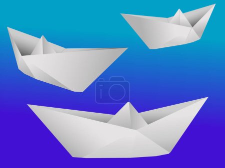 Illustration for The three paper toy ships - a vecto - Royalty Free Image