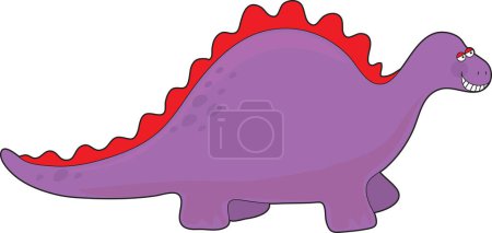 Ilustración de Dinosaurio morado feliz con una gran sonrisa - Imagen libre de derechos