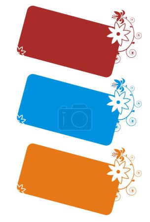 Ilustración de Tres banderas coloridas con adornos florales - Imagen libre de derechos