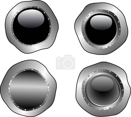 Téléchargez les illustrations : 4 boutons Web noirs fondus (sur couches séparées) - en licence libre de droit
