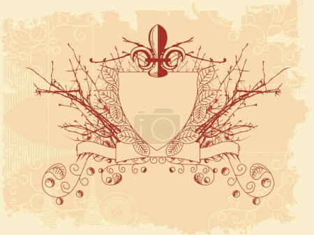 Illustration for Grunge style border with ornate decoration - Royalty Free Image