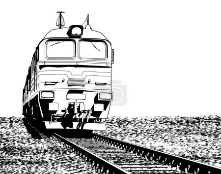 Téléchargez les illustrations : Illustration vectorielle d'une locomotive russe avec grunge au sol comme couche séparée amovible - en licence libre de droit