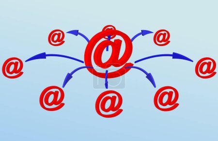 Téléchargez les illustrations : Illustration représentant la communication par courriel. Symboles 3D Email dans le vecteur - en licence libre de droit
