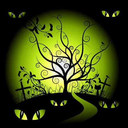 Téléchargez les illustrations : Image de nuit Halloween - illustration en couleur - en licence libre de droit