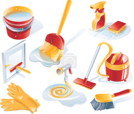 Illustration for House cleaning service related icon set - Royalty Free Image