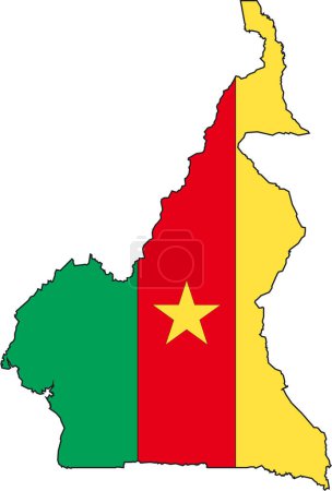 Ilustración de Ilustración Vector de un mapa y bandera de Camerún - Imagen libre de derechos