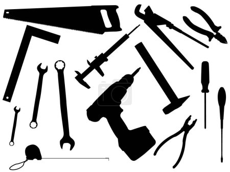 Illustration for Set of working tools for work and constructions in a vector - Royalty Free Image