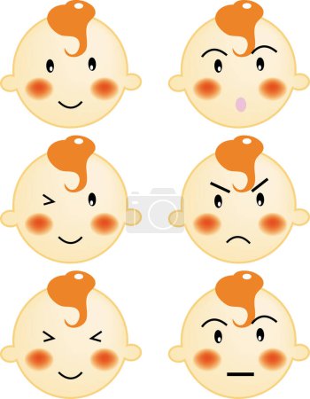 Illustration for A series of baby face, expression in vector, illustration. - Royalty Free Image